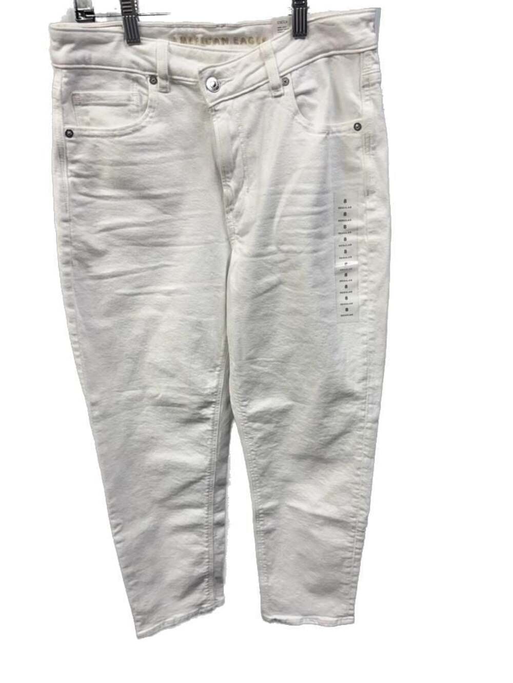 American Eagle Women's Mom Jeans Bright White Stretch Size 8